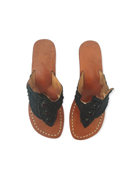 Sandalo Infradito con tacco moda Positano Artigianali Tg. 40 colore Nero POS40N