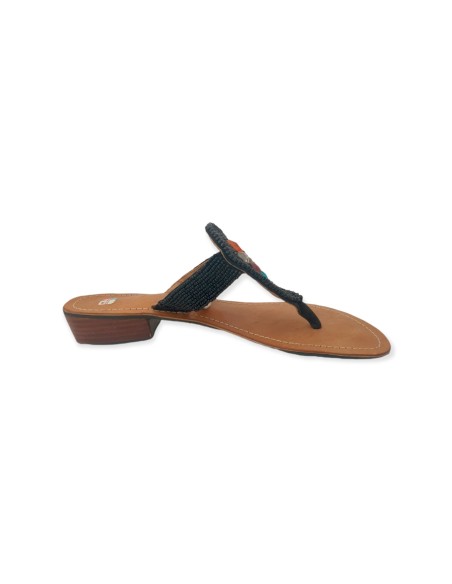Sandalo Infradito con tacco moda Positano Artigianali Tg. 38 colore Nero  POS38Ns