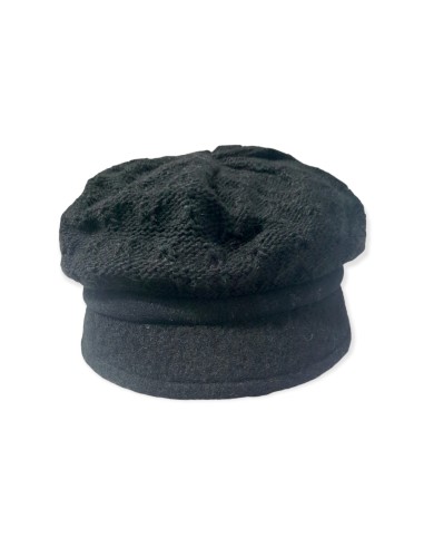 Cappello invernale da donna con visiera Nero lavorato a maglia in lana  Misura Unica Made in Italy