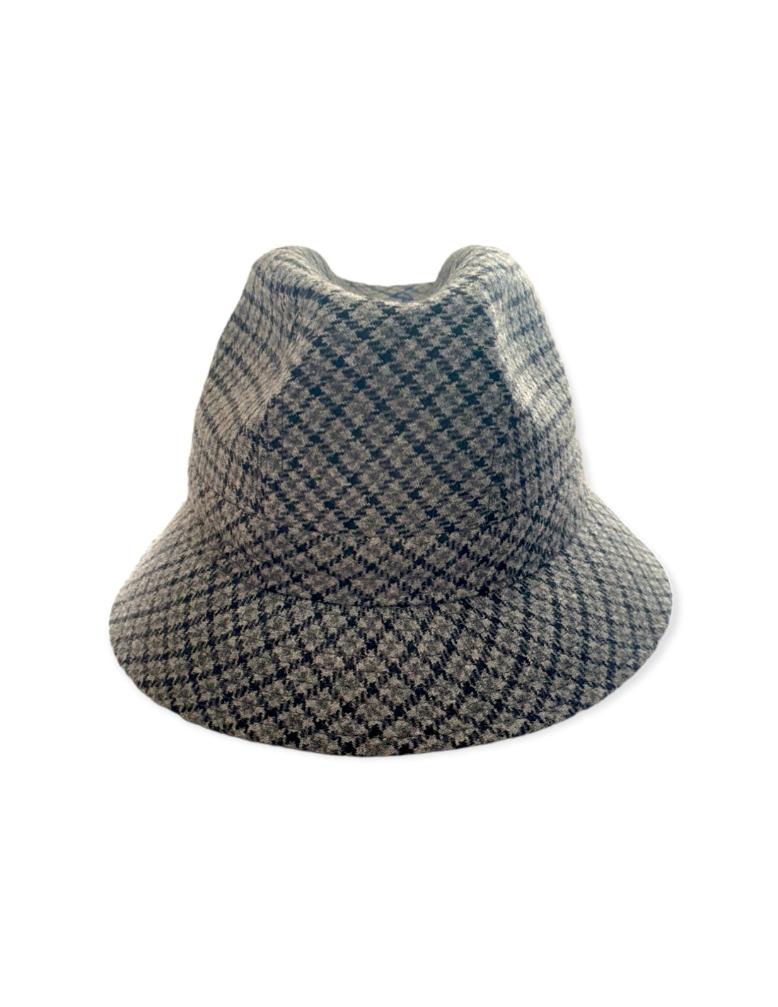 Cappello classico a tesa corta abbassata da uomo di Lana colore Scozzese  Grigio Made in Italy