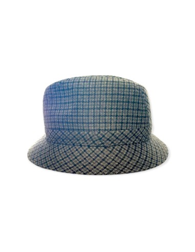 Cappello classico a tesa corta abbassata da uomo di Lana colore Scozzese  Grigio Made in Italy