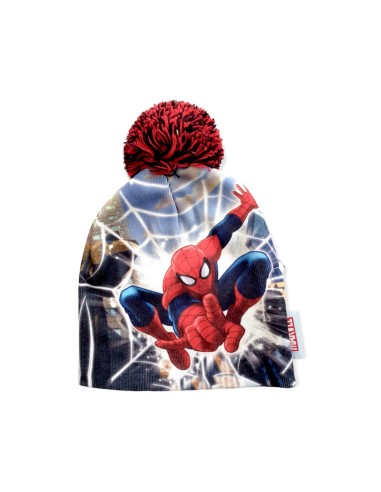 Cappello cuffia con Pon Pon Spiderman invernale Bambino Multicolore