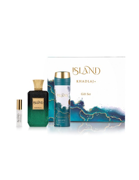 Khadlaj Island Extrait de Parfum 100 ml + Deodorante Spray 200 ml + Extrait de Parfum MINI 8 ml (unisex)