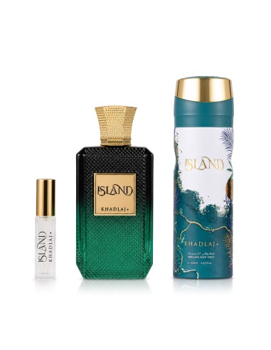 Khadlaj Island Extrait de Parfum 100 ml + DEO VAPO 200 ml + Extrait de Parfum MINI 8 ml (unisex)