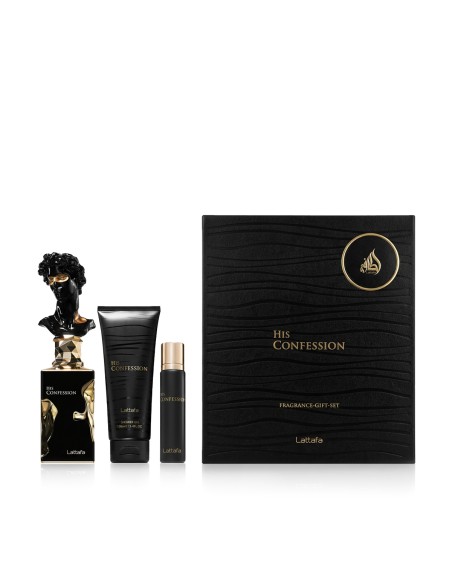 Lattafa His Confession EDP 100 ml + EDP MINI 12 ml + SG 100 ml (heren)