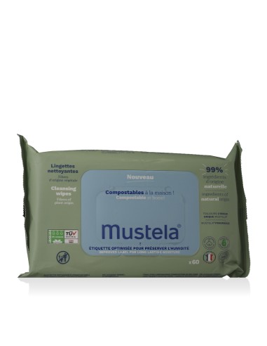 Mustela Bébé Compostable Cleansing Wipes 60 pcs